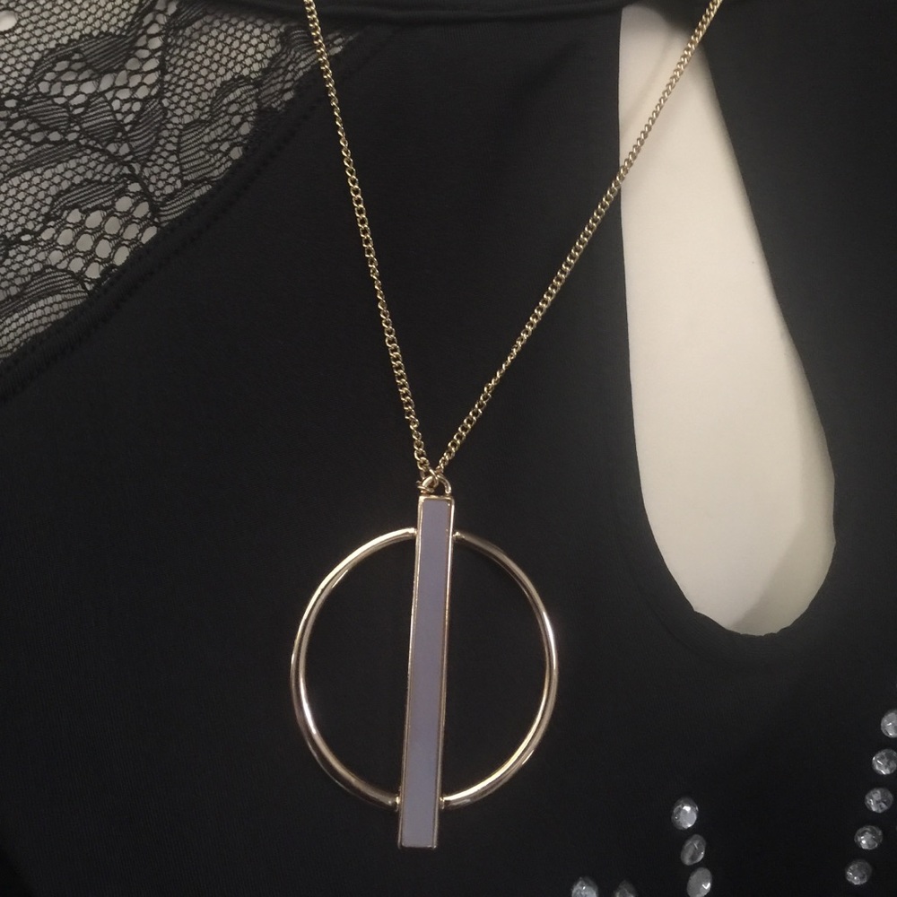 Grey & Gold Pendent Statement Necklace !